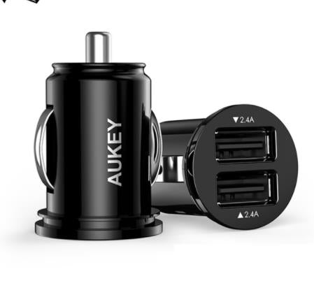 USA - AUKEY Universal Mini Car Charger 2USB Car-Charger Auto Charger Mobile Phone Cell Phone Charging Adapter