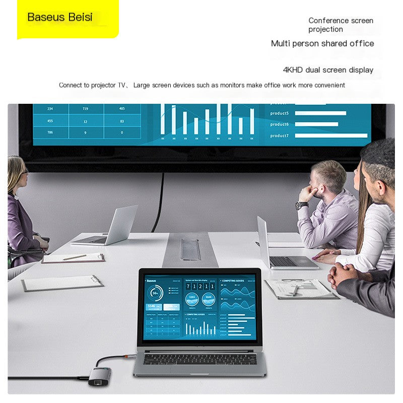 Baseus/Beisi Metal LLL Series 8 trong 1 đa chức năng Type-C HUB Docking Station Bộ chuyển đổi chia nhiều cổng