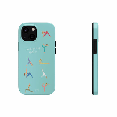 Yoga Poses Blue Tough Case for iPhone with Wireless Charging