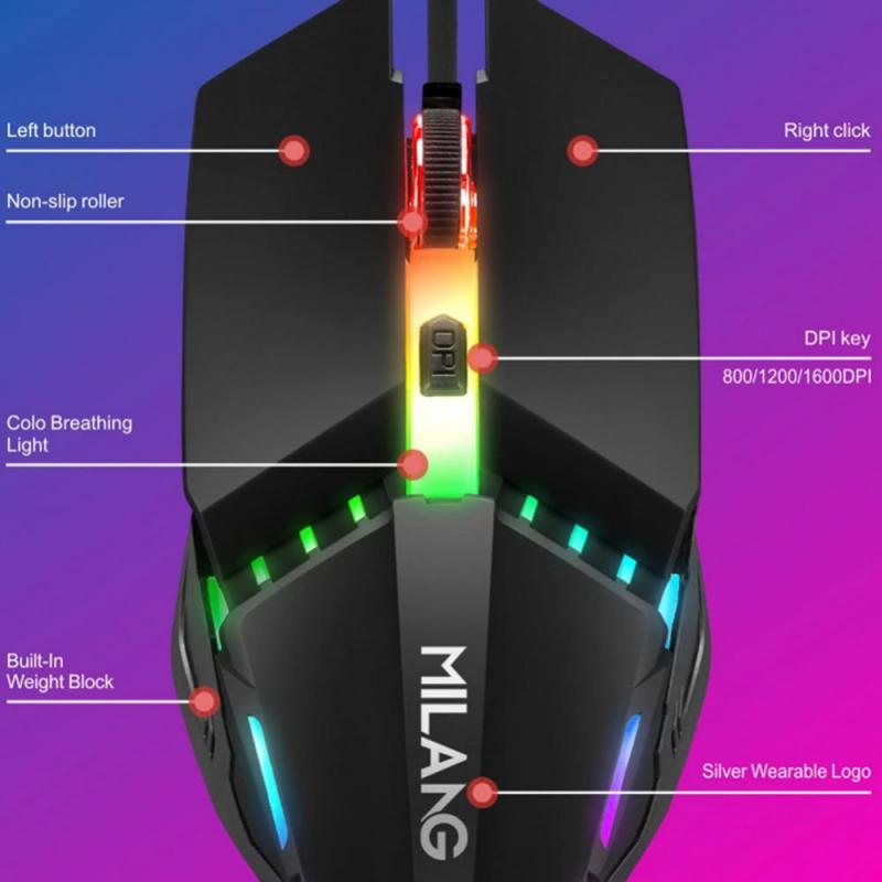 RYRA Gaming Mouse Wired Mouse M5 RGB LED Wired Mouse USB Wired Game Mouse For Desktop Laptop Computer Gamer Mouse For PC Laptop