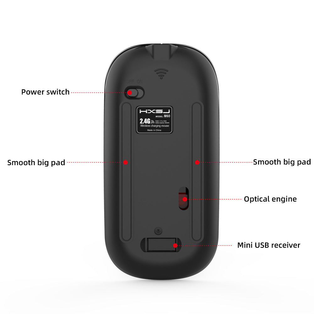 HXSJ M60 Rechargeable Wireless Mouse Mute Mouse