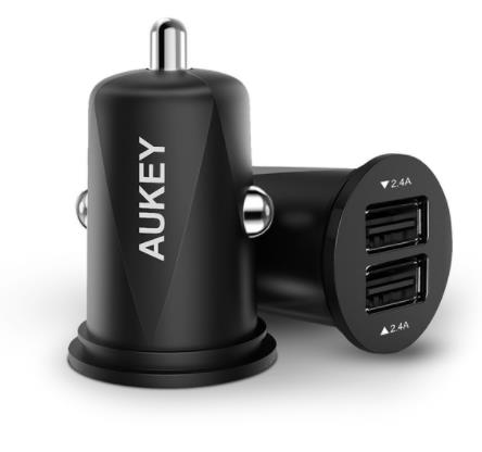 USA - AUKEY Universal Mini Car Charger 2USB Car-Charger Auto Charger Mobile Phone Cell Phone Charging Adapter