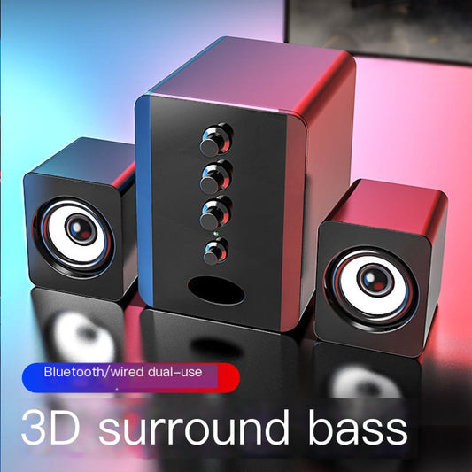 Saida D-202 computer audio bluetooth speaker 2.1 subwoofer wired small steel cannon mini desktop home