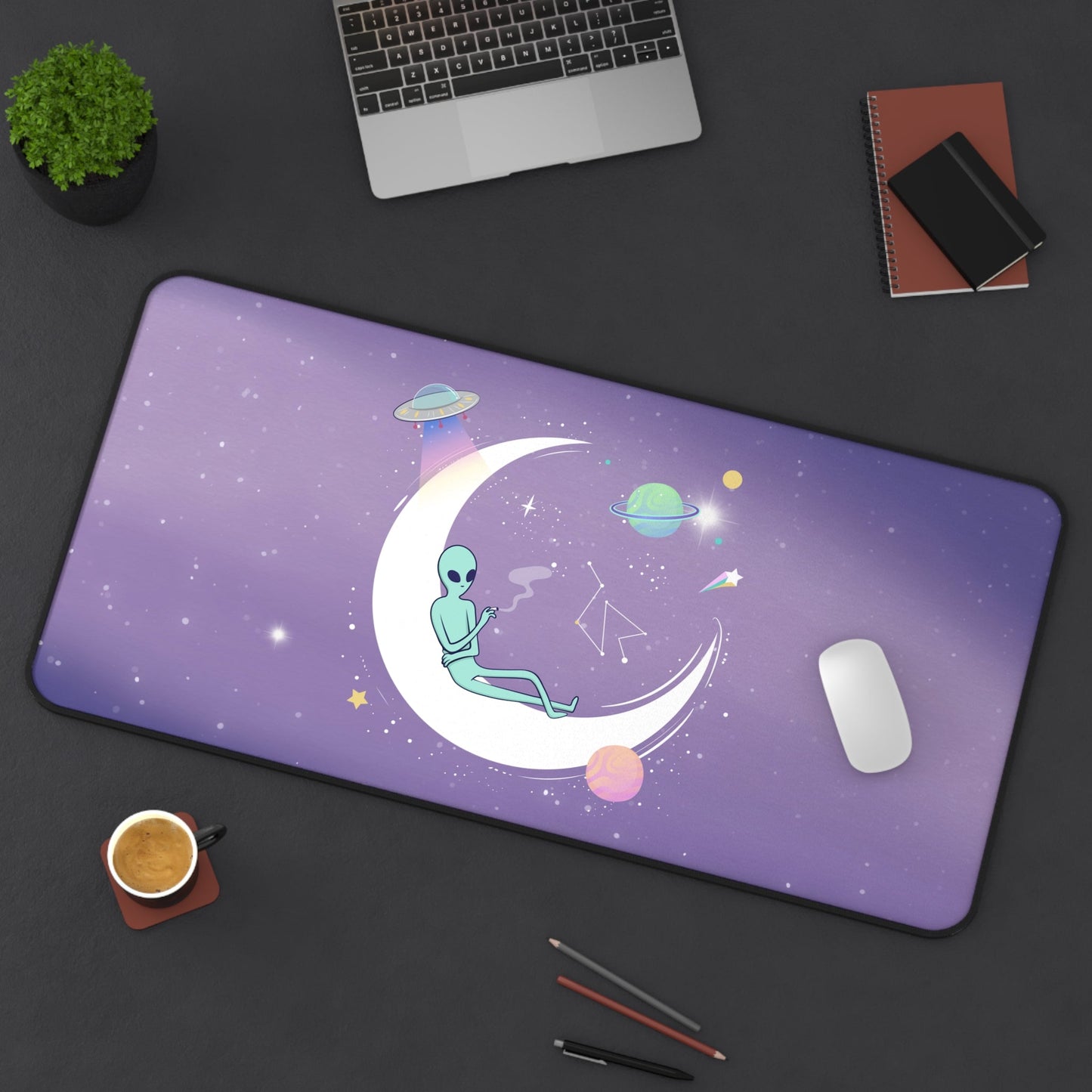 Chilling Alien Space Theme Desk Mat