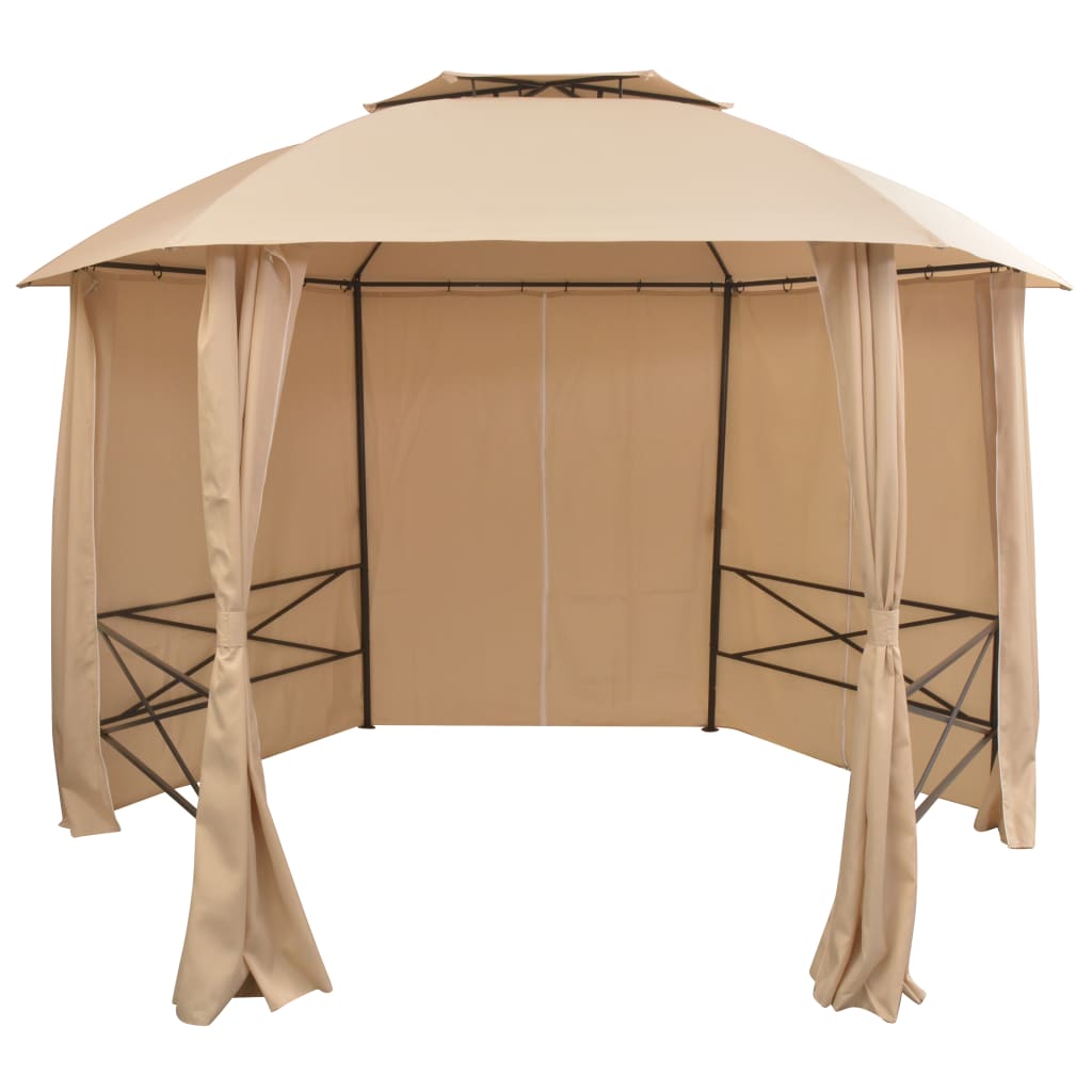 Garden Marquee Pavilion Tent with Curtains Hexagonal 11.8'x8.7'