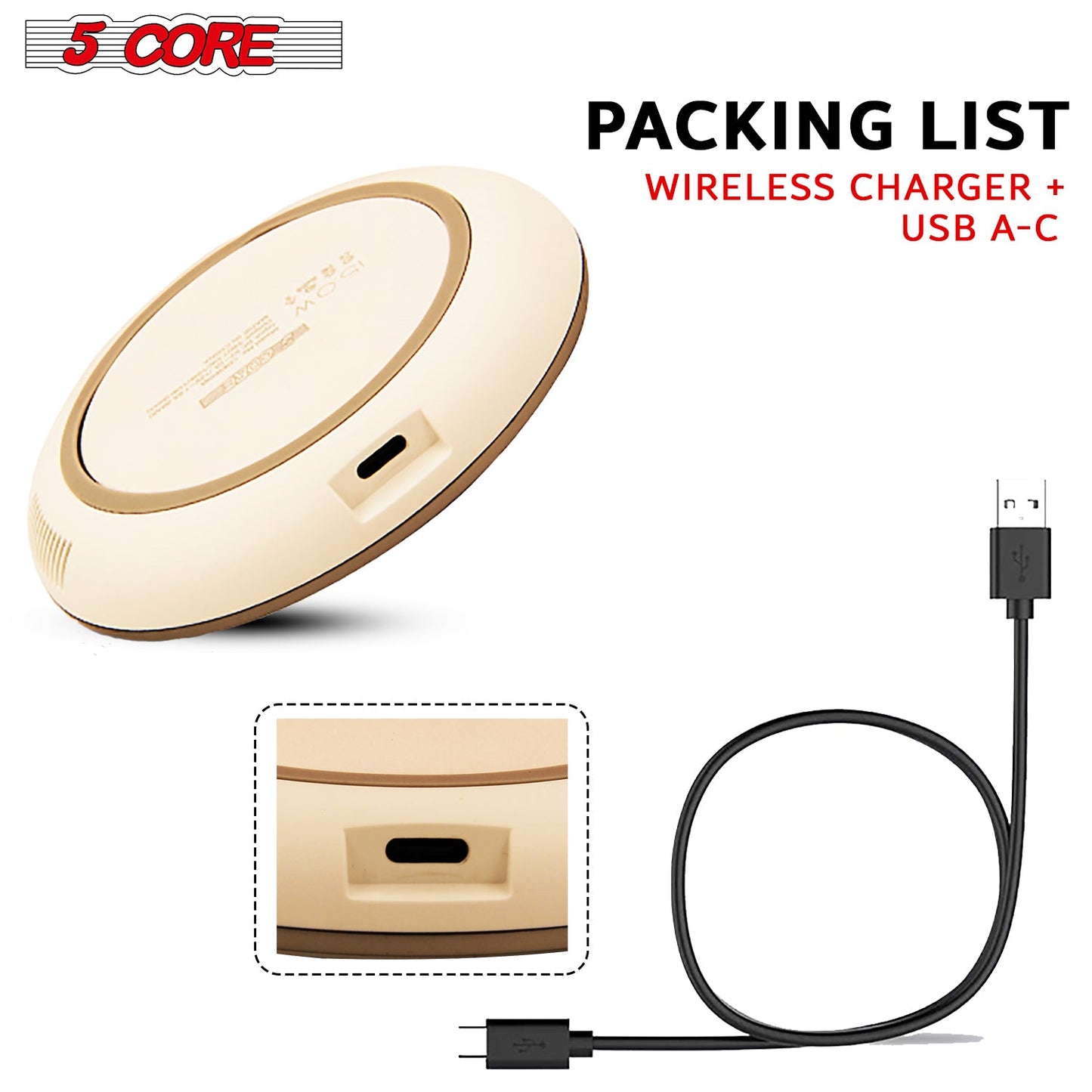 5Core Wireless Phone Charging Pad 15W Qi-Certified Fast Charger Mat