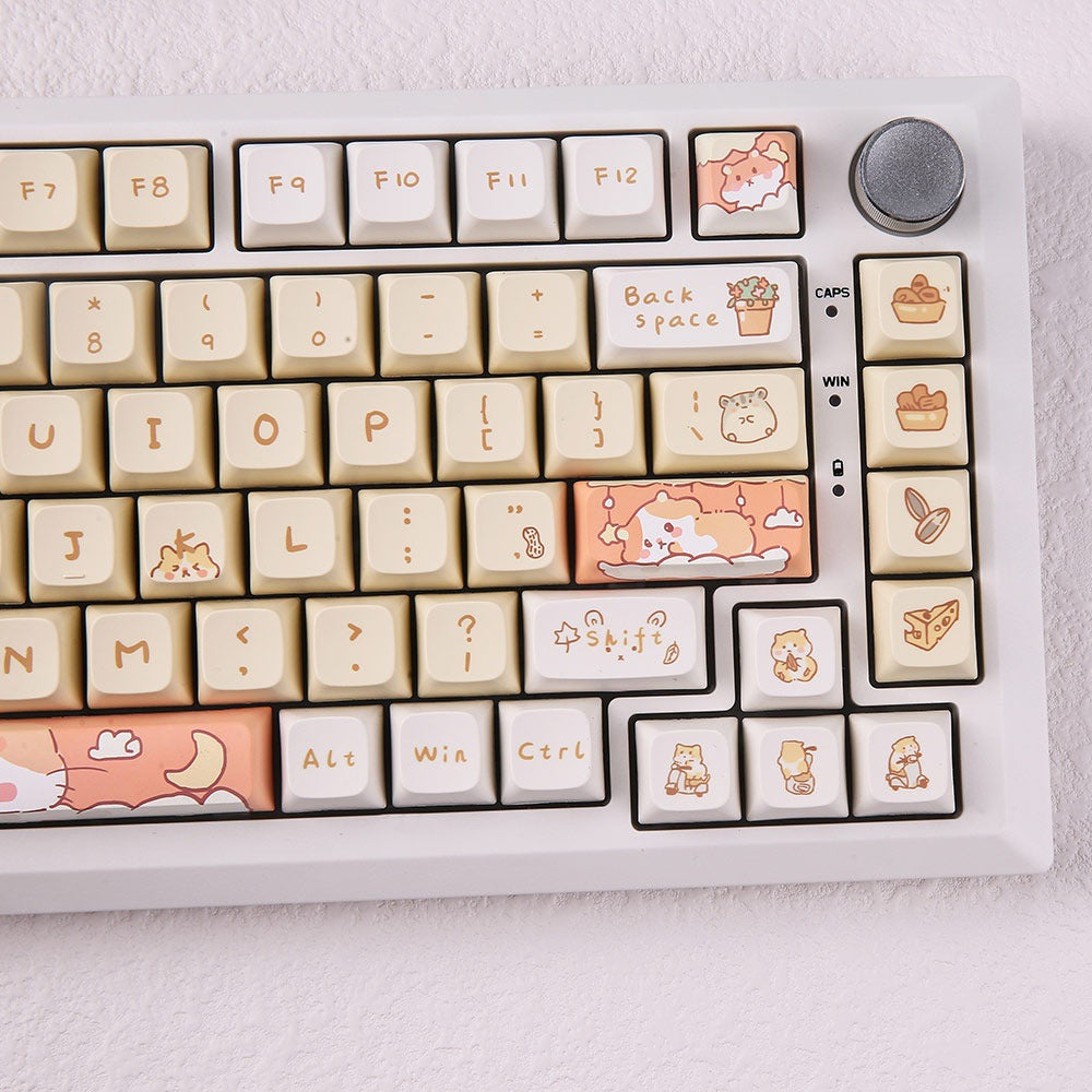 Chuột gốc me 131 phím XDA thăng hoa cao màu vàng sữa dễ thương PBT tùy chỉnh bàn phím cơ keycap