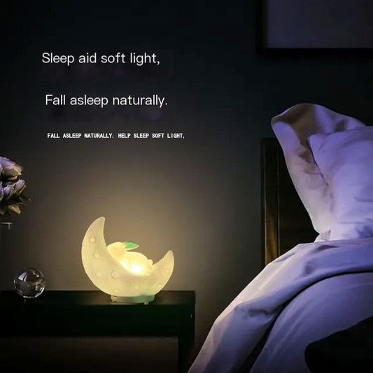 Rabbit Moon Light Speaker Colorful Light Cute Pet Sleeping Bedroom Ornaments Bedside Table Lamp Card Bluetooth Audio