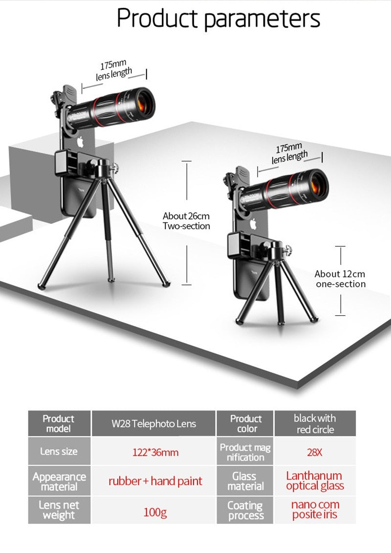 Dragon Bluetooth Ultra HD 28X Zoom Telescope Lens Tripod Kit - Remarkable Finds