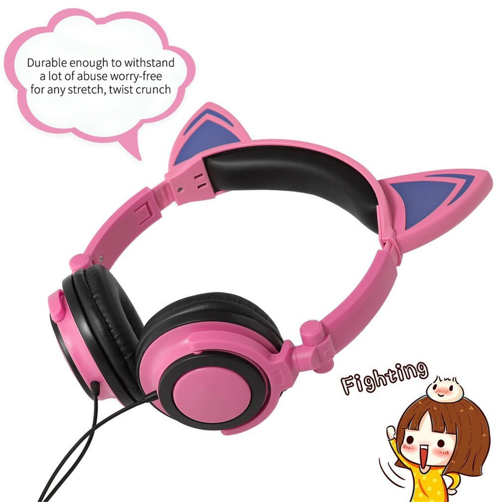 Cat Ear Shape Headphone with Glowing Lights for Children