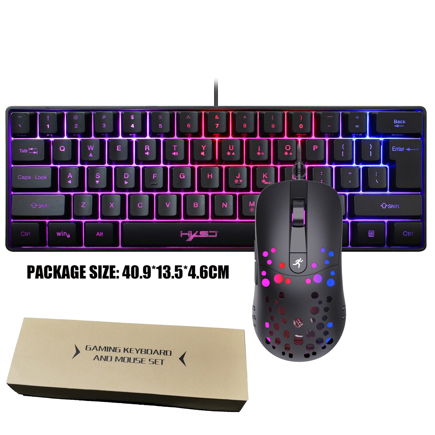 Bàn phím màng chơi game Hyss 61 phím RGB đèn bàn phím có dây di động nhiều phím tắt kết hợp điểm xuyên biên giới