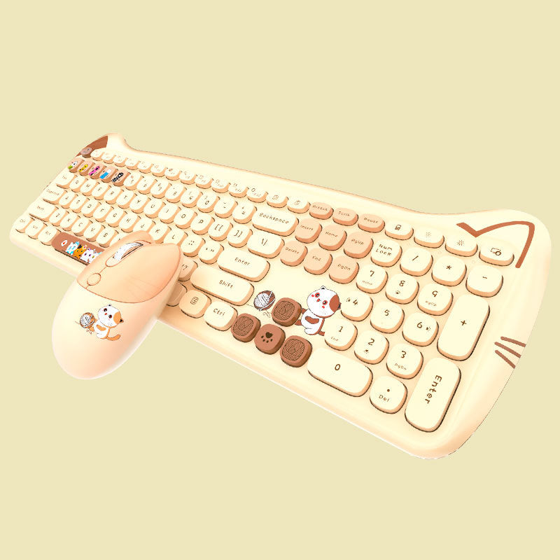 Skyscraper Meow Meng PLUS Wireless Set Keyboard Mouse Color Lipstick Girl Punk Office Set