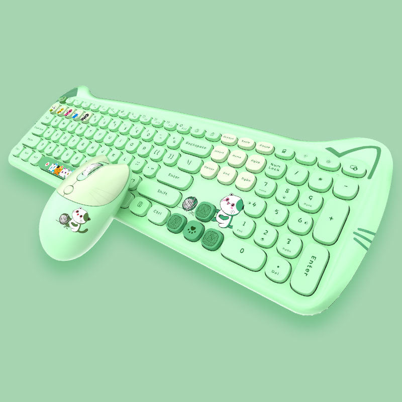 Skyscraper Meow Meng PLUS Wireless Set Keyboard Mouse Color Lipstick Girl Punk Office Set