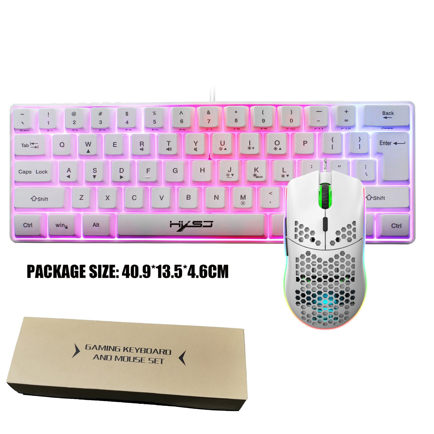 Bàn phím màng chơi game Hyss 61 phím RGB đèn bàn phím có dây di động nhiều phím tắt kết hợp điểm xuyên biên giới