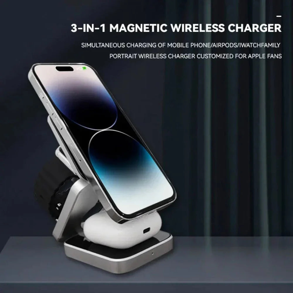 Foldable 3 in 1 Wireless Charging Phone Stand - Remarkable Finds