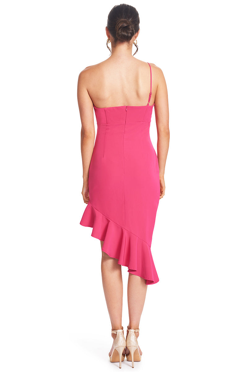 Rufflin' Round Dress - Asymmetric dress with ruffle hem