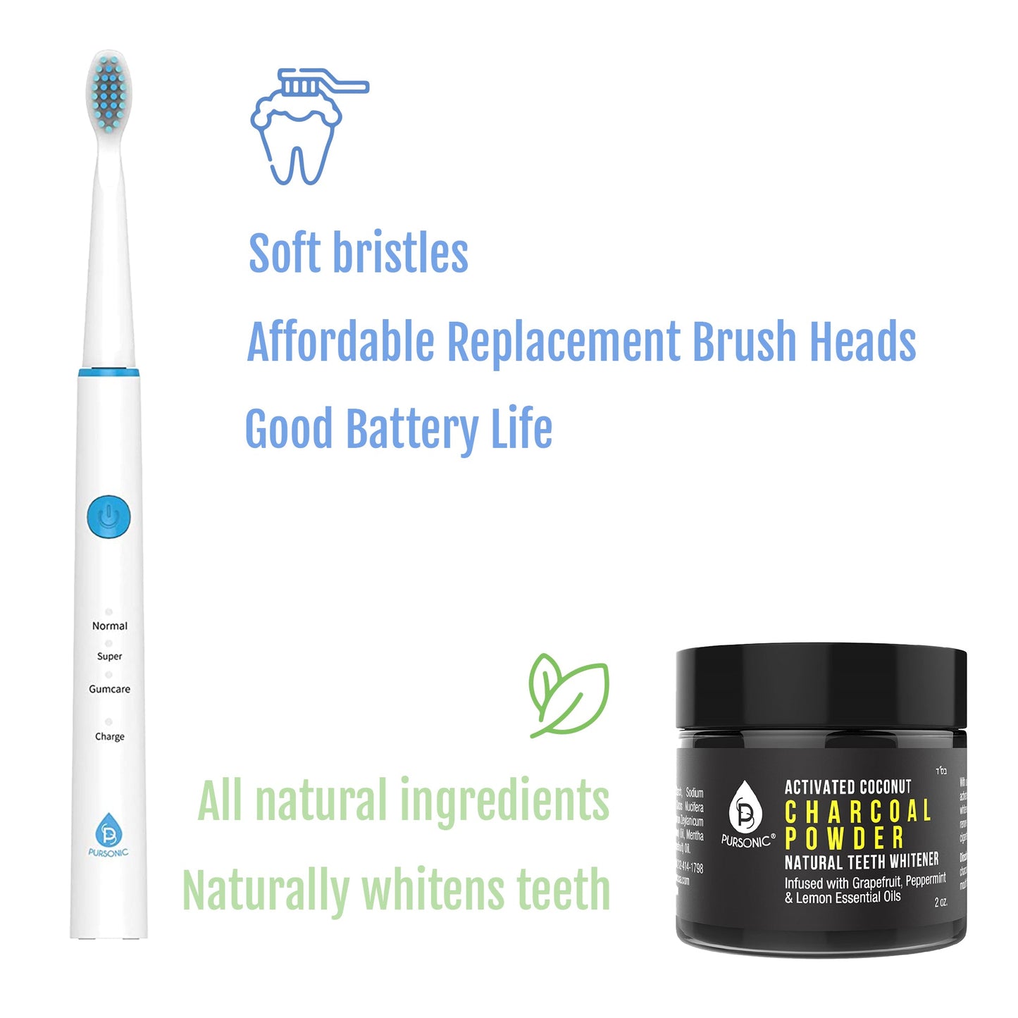 USB Rechargeable Rotary Toothbrush + Freebie Activated Coconut