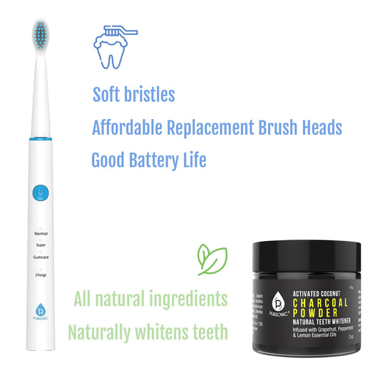 USB Rechargeable Rotary Toothbrush + Freebie Activated Coconut