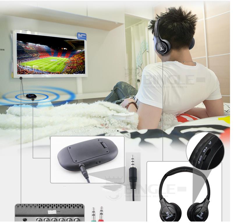 Bingle B616 Wireless Headset Computer Television Elderly People Watch FM Radio Television Headphones