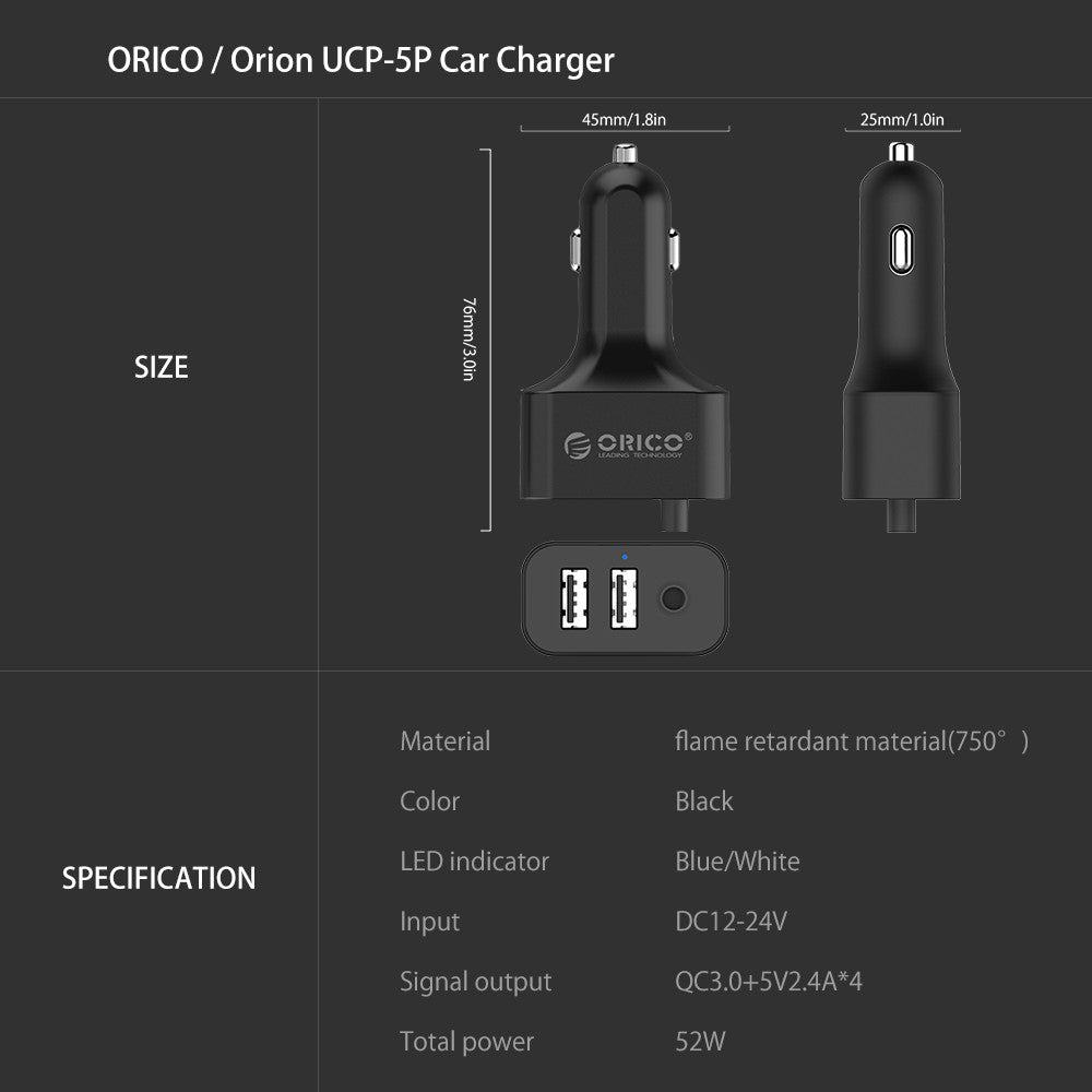 USA - ORICO fast charge qc3.0 car charger