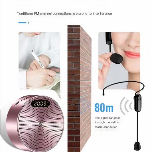 Kelingk1 Bluetooth Wireless Loudspeaker Clock Audio Teaching Tour Guide Meeting Outdoor Sound Amplification Loudspeaker