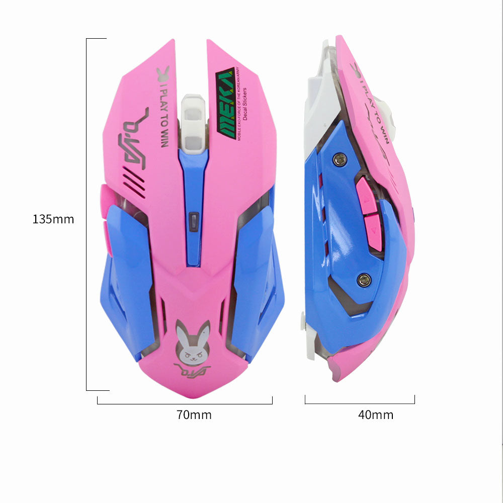 Pink Wireless Computer Gaming Mouse Rechargeable Optical Mice 2400 DPI Ergonomic USB Cute PC Gamer Office Mause For Girls Purple