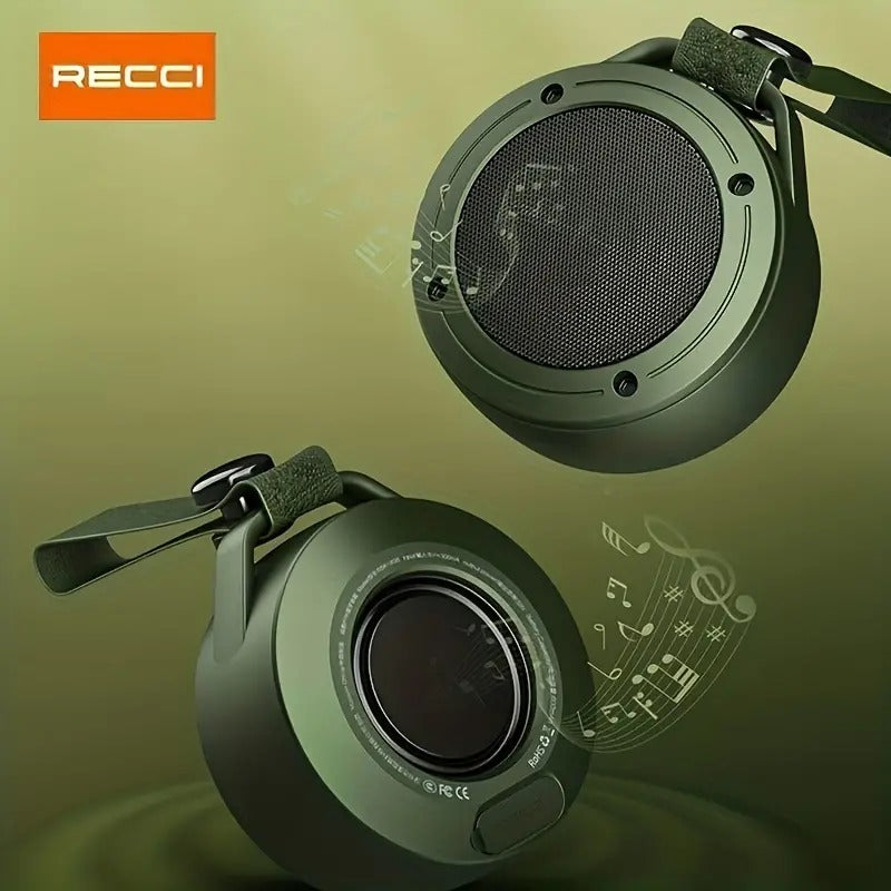 USA - Recci RSK-W26 Standby for About 60 Days, BT 5.3 with Built-in Lanyard, Outdoor Versatile 52mm Speaker, Strong Bass