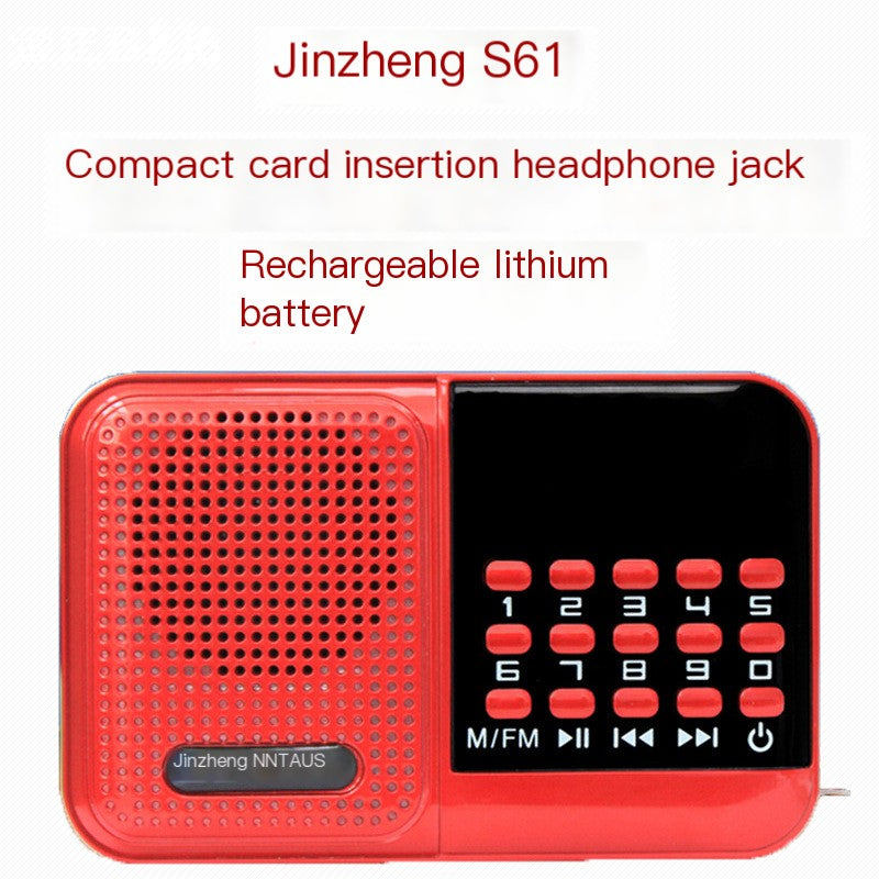 Jin Zheng S61 card radio MP3 mini stereo card speaker portable music player for the elderly