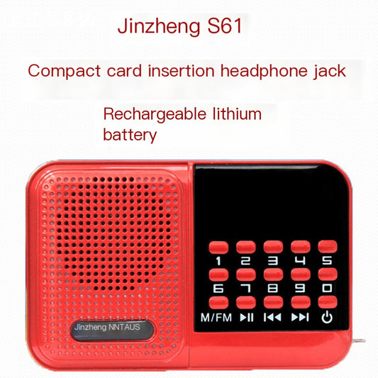 Jin Zheng S61 card radio MP3 mini stereo card speaker portable music player for the elderly