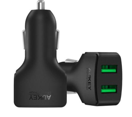 USA - AUKEY Universal Mini Car Charger 2USB Car-Charger Auto Charger Mobile Phone Cell Phone Charging Adapter