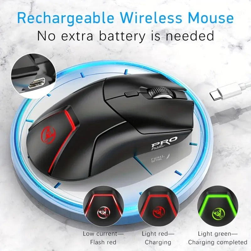 HXSJ New 2.4G Photoelectric Wireless 3 Model Mute Game Mouse 4000DPI Adjustable Rechargeable USB Plug and Play for Desktop Notebook Office