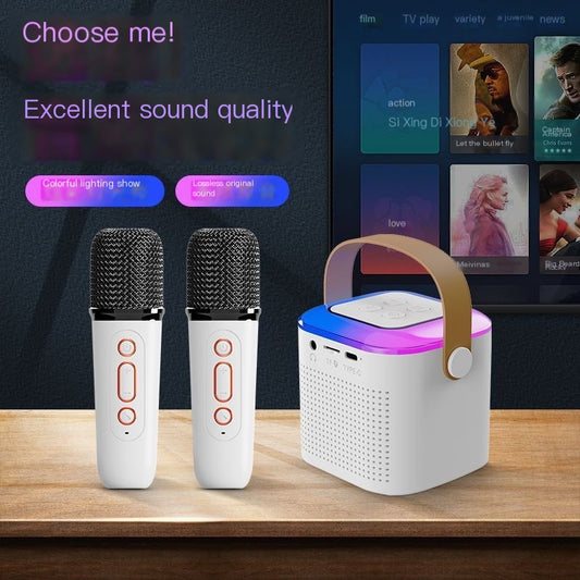 Huaqiang North Y1 Bluetooth speaker wireless karaoke portable mini children's audio with microphone microphone portable speaker