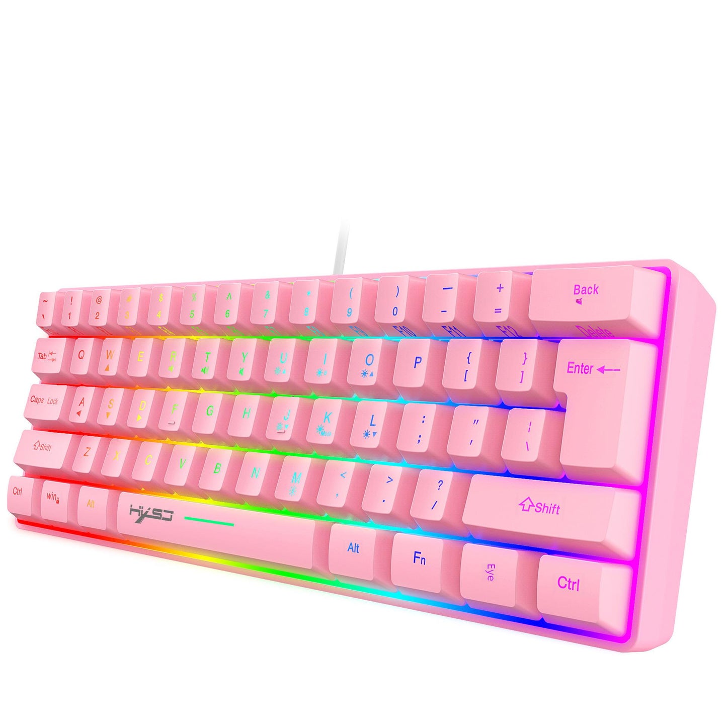 Bàn phím màng chơi game Hyss 61 phím RGB đèn bàn phím có dây di động nhiều phím tắt kết hợp điểm xuyên biên giới