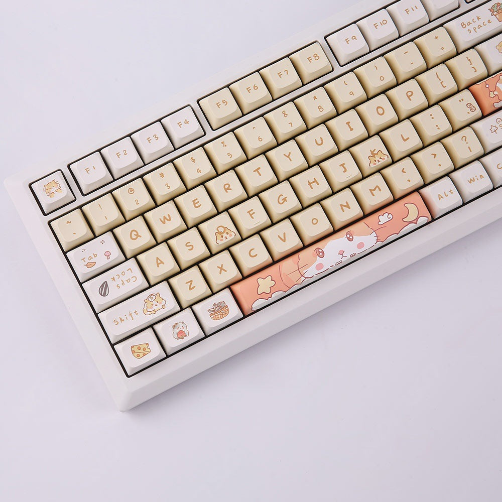 Chuột gốc me 131 phím XDA thăng hoa cao màu vàng sữa dễ thương PBT tùy chỉnh bàn phím cơ keycap