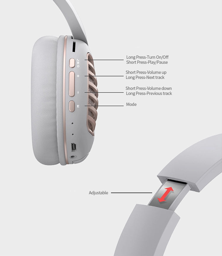 Foldable Wireless noise cancelling bluetooth headphone with mic