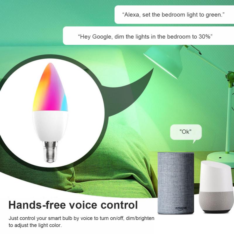 Bóng đèn thông minh Tuya WiFi chế độ kép Cổng E12 Alexa Điều khiển bằng giọng nói RGB