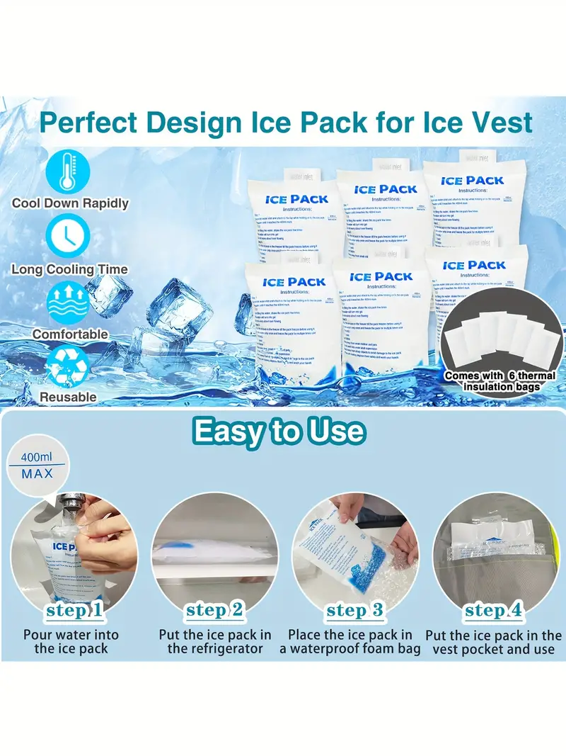 Cooling Safety Vest with 20Pcs Ice Packs