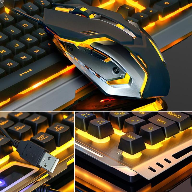 Ninja Dragons Tungsten Gold Metal Frame Gaming Keyboard and Mouse Set - Remarkable Finds