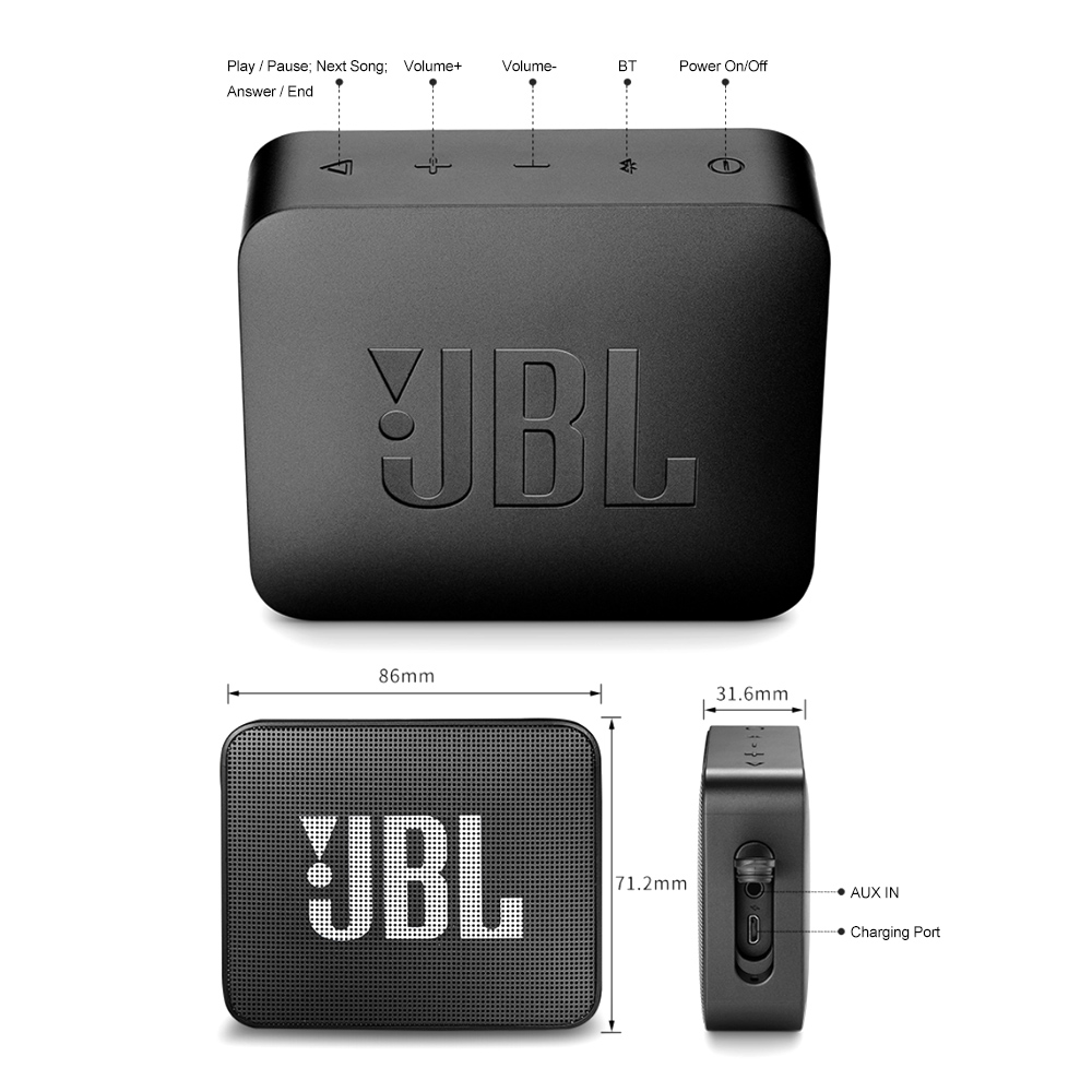 IPX7 Waterproof JBL GO 2 Wireless Bluetooth Speaker for Outdoor - Remarkable Choice