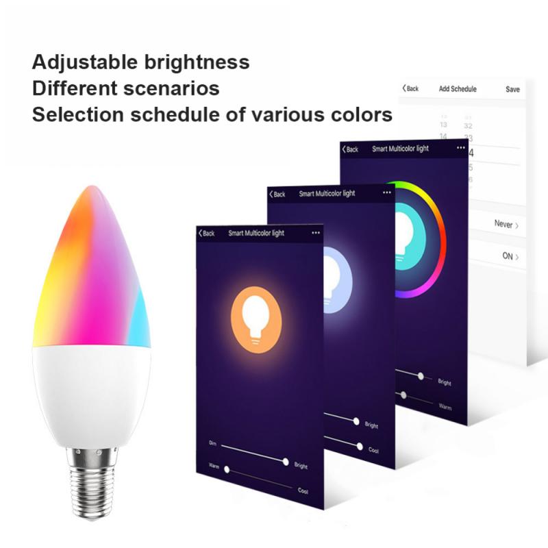 Bóng đèn thông minh Tuya WiFi chế độ kép Cổng E12 Alexa Điều khiển bằng giọng nói RGB