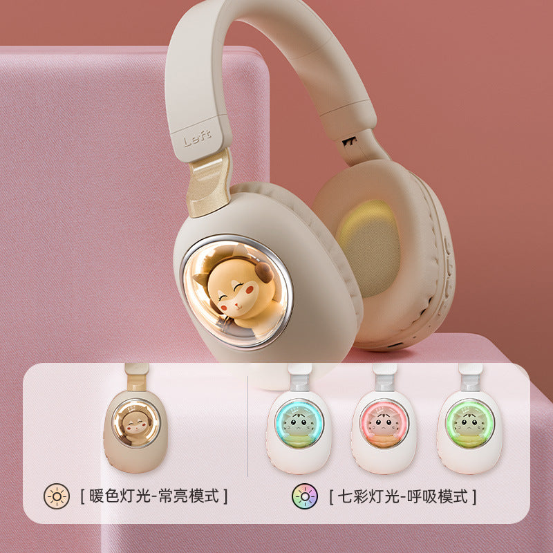 Flash Light Cute Cat Wireless Bluetooth Headphones with Mic