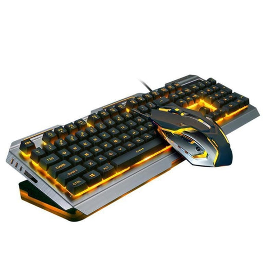 Ninja Dragons Tungsten Gold Metal Frame Gaming Keyboard and Mouse Set - Remarkable Finds