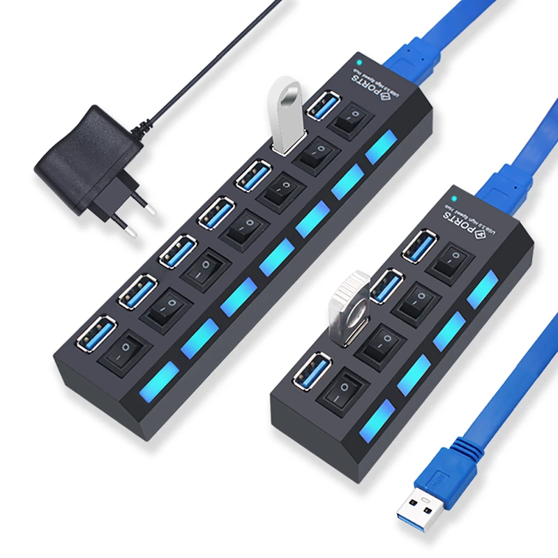 Hub USB 3.0 Hub USB 3.0 Bộ chia USB đa năng 4/7 cổng Bộ mở rộng nhiều cổng