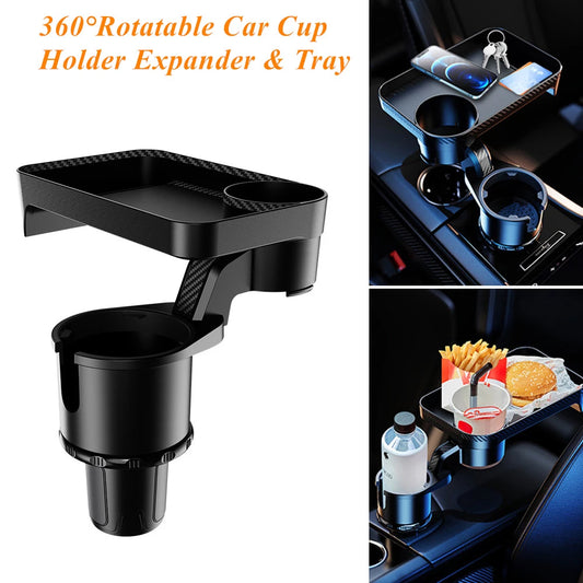 Multifunctional Car Cup Holder Expander 360°Rotating with Tray