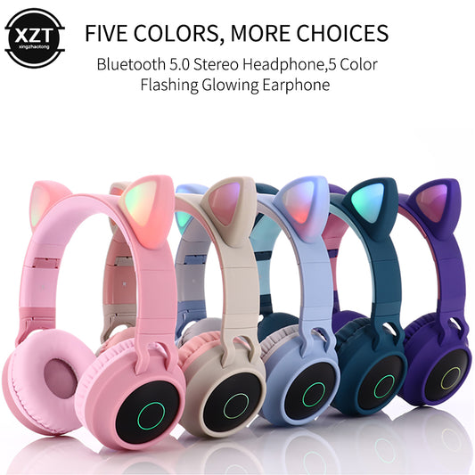 Foldable Super bass cat ear bluetooth wireless headphones