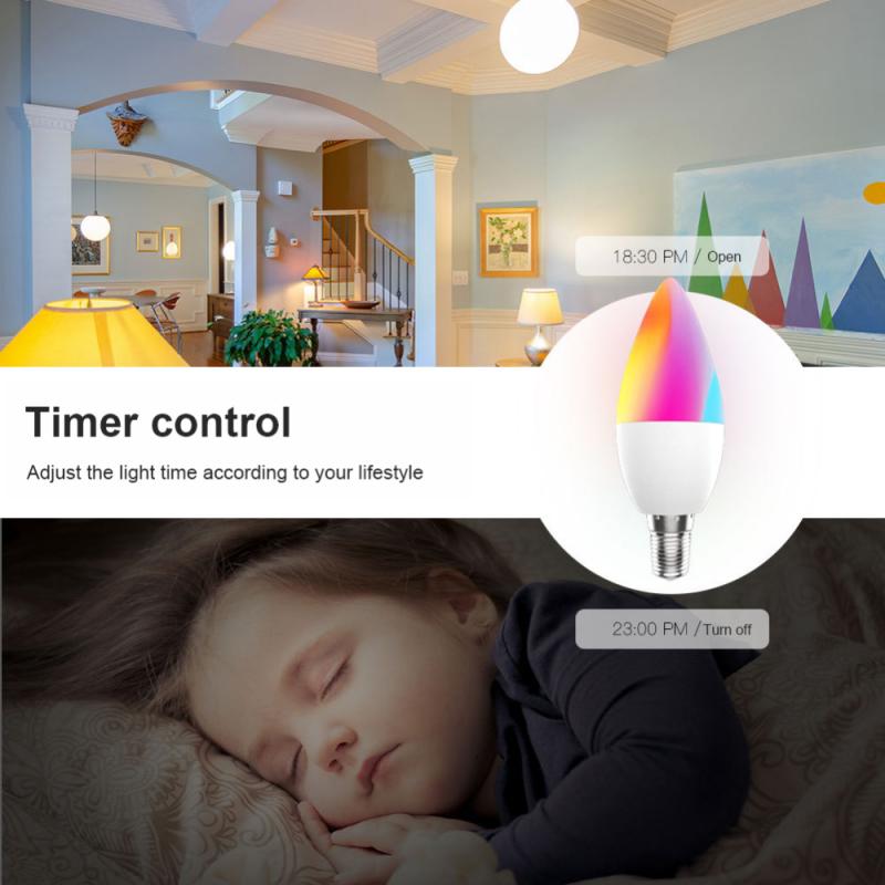 Bóng đèn thông minh Tuya WiFi chế độ kép Cổng E12 Alexa Điều khiển bằng giọng nói RGB