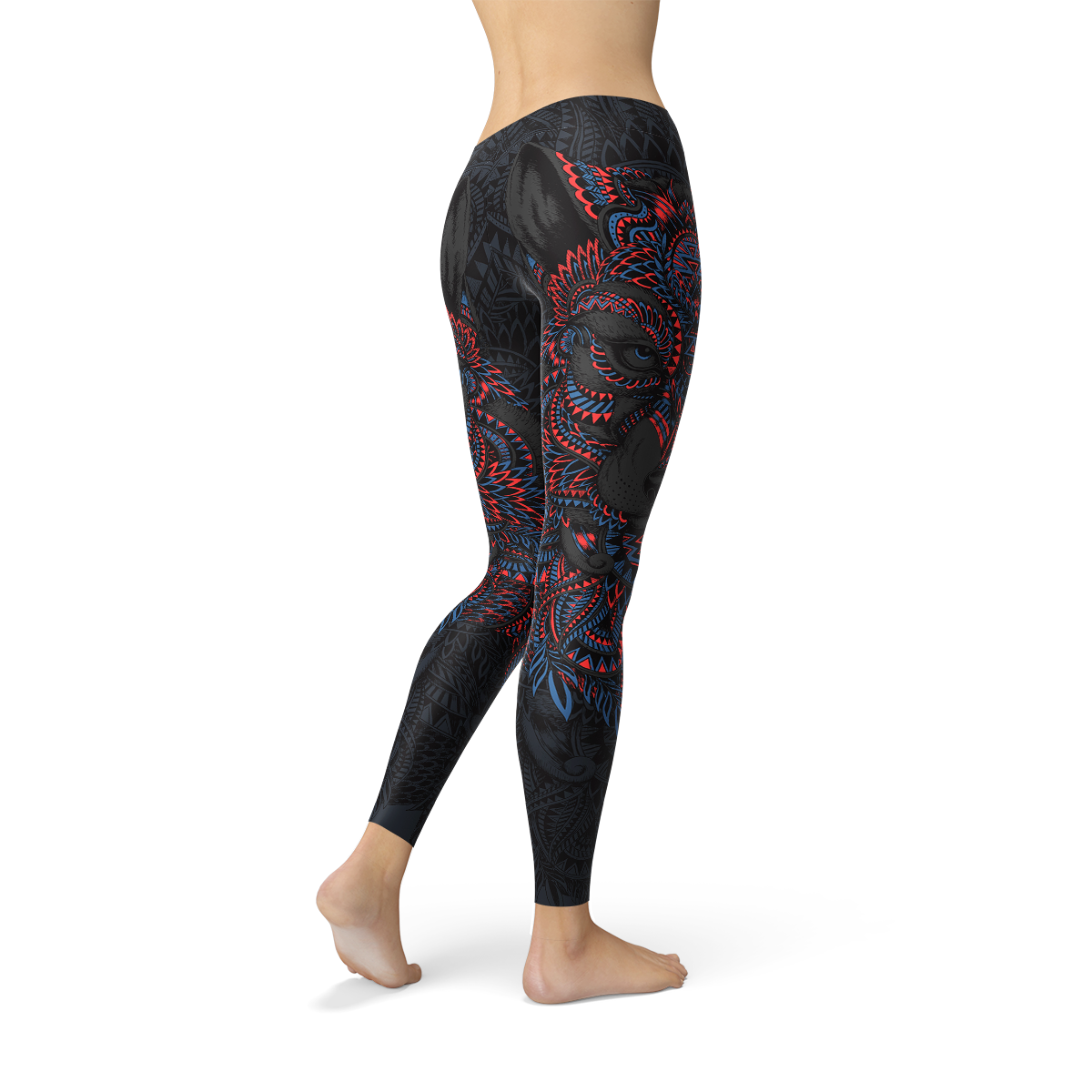 Womens Oriental Black Wolf Leggings