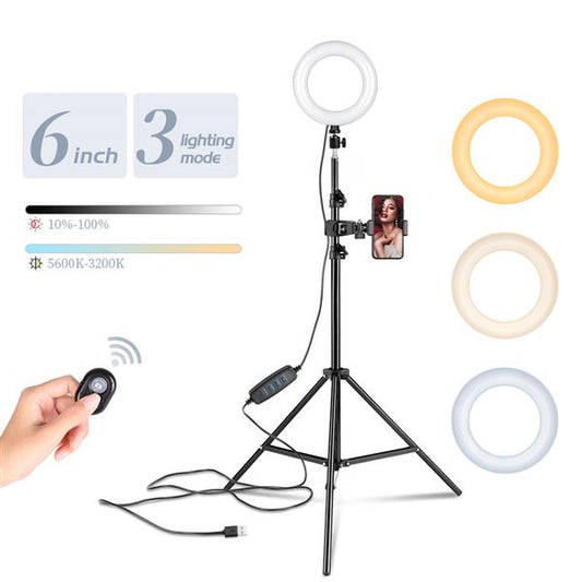 Đèn kẹp núi Ring Light 6 inch có chân đế Bluetooth 