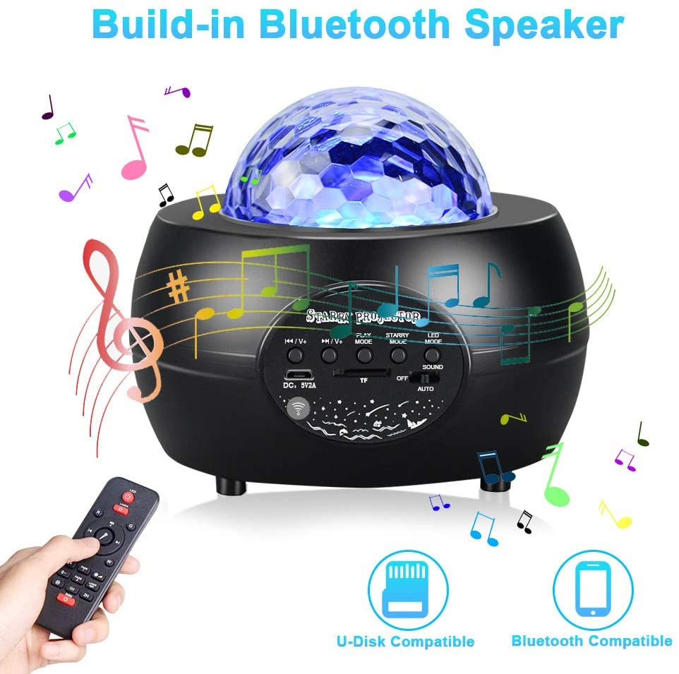 Đèn ngủ LED máy chiếu bầu trời đầy sao kèm loa không dây Bluetooth