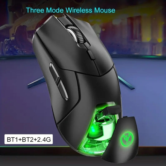 HXSJ New 2.4G Photoelectric Wireless 3 Model Mute Game Mouse 4000DPI Adjustable Rechargeable USB Plug and Play for Desktop Notebook Office